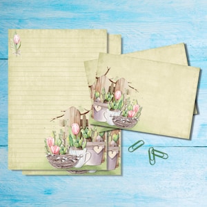 Set di cancelleria formato A5 "Spring Bulbs" con buste abbinate, graziosi articoli per amici di penna, kit per posta ordinaria, fogli a righe o non a righe.