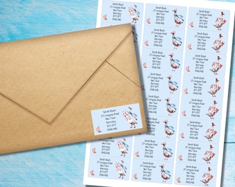 Etiquetas de dirección de devolución autoadhesivas Goose, 24 etiquetas por hoja, pegatinas rectangulares de 63,5 x 33,9 mm con esquinas redondeadas