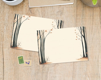 Just Autumn Trees envelopes pack of 5 or 10, Happy mail envelopes for pen pals letters, C6 size postable decorated envelopes