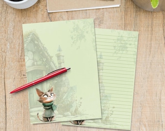 Quirky Kitty writing paper, A5 Stationery letter sheets, Pen pal supplies, Snail mail notes