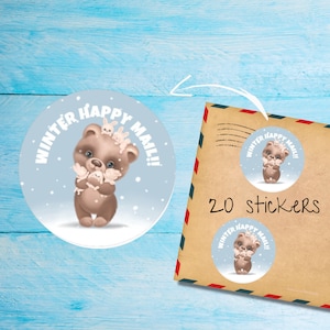 Pack d'autocollants câlins d'ours, jolies étiquettes de courrier rondes mates, coupées individuellement, fournitures pour correspondance pour décorer les enveloppes