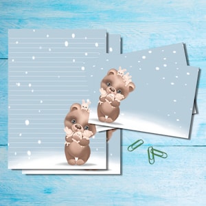 Conjunto de papelaria Bear Hugs, papel para escrever cartas A5 com envelopes combinando, kit de suprimentos para amigos por correspondência, folhas pautadas/sem pauta