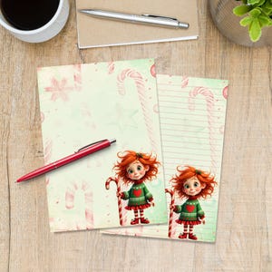Candy Cane Girl A5 Briefpapier, Briefpapier, Briefpapier liniert oder unliniert, Süßes Briefpapier mit oder ohne Linien