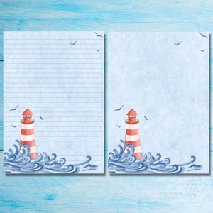 Papier à lettres Lighthouse A5, Fournitures de stylo, Feuilles simples lignées ou non lignées de papeterie, Papier à lettres pastel mignon avec ou sans lignes image 2