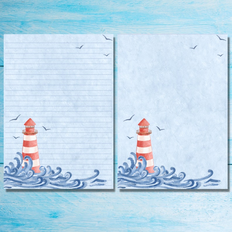 Papier à lettres Lighthouse A5, Fournitures de stylo, Feuilles simples lignées ou non lignées de papeterie, Papier à lettres pastel mignon avec ou sans lignes image 2