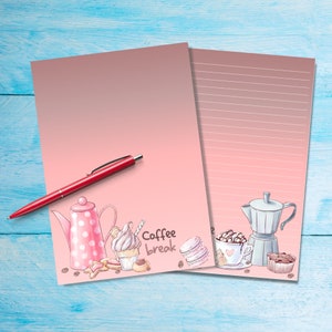 Coffee Break A5-briefpapier, benodigdheden voor penvrienden, briefpapier, briefpapier, gelinieerd of ongevoerd,