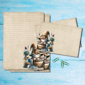 Juego de papelería A5 de gnomo rústico, hojas y sobres para escribir por correo postal, paquete de cartas con o sin líneas, lindo papel de notas, suministros para amigos por correspondencia.