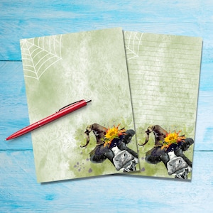 Papel para escribir cartas Halloween Heifer A5, suministros para amigos por correspondencia, hojas de notas con o sin forro de papelería, lindo papel de notas con o sin líneas
