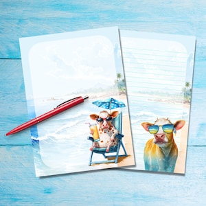 Pendurado na praia Papel para escrever cartas A5, material de papelaria para amigos, folhas de papel para cartas fofas forradas ou sem forro, papel para amigos por correspondência