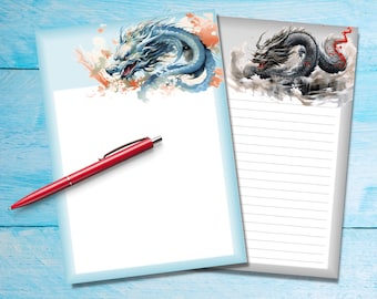 Papier à lettre A5 Dragons orientaux, Fournitures pour correspondants, Feuilles de lettres doublées ou non doublées de papeterie, Papier à lettres mignon avec ou sans lignes