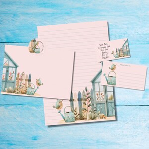 Kit di lettere per posta ordinaria/penpal abbinato alla serra, carta da lettere A5, buste, etichette per indirizzi, etichette PDT, adesivi rotondi per posta felice
