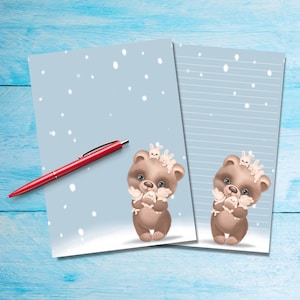 Bear Hugs Papel para escribir cartas A5, Suministros de papelería para amigos por correspondencia, Lindas hojas de cartas de papel con o sin forro para correo feliz