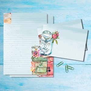 Set di cancelleria Post Boxes formato A5, graziosi articoli per amici di penna, kit per posta ordinaria, fogli a righe o non a righe con buste abbinate