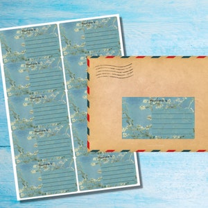 Etichette autoadesive Almond Blossom, da consegnare a..., 10 etichette per foglio, adesivi rettangolari da 99,1 x 57,0 mm con angoli arrotondati