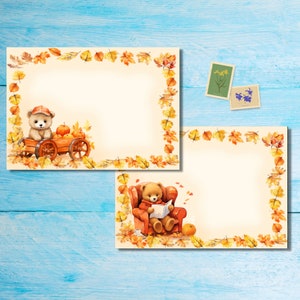 Buste Bears in Autumn, confezione da 5 o 10, buste Happy Mail per lettere di amici di penna, buste postali formato C6
