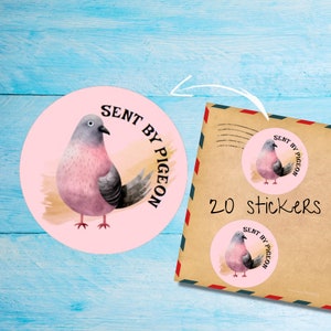 Pack d'autocollants Pigeon envoyé par pigeon, étiquettes pour enveloppes rondes mates coupées individuellement, autocollants scellés/scrapbook/planificateur, fournitures pour correspondants mignons