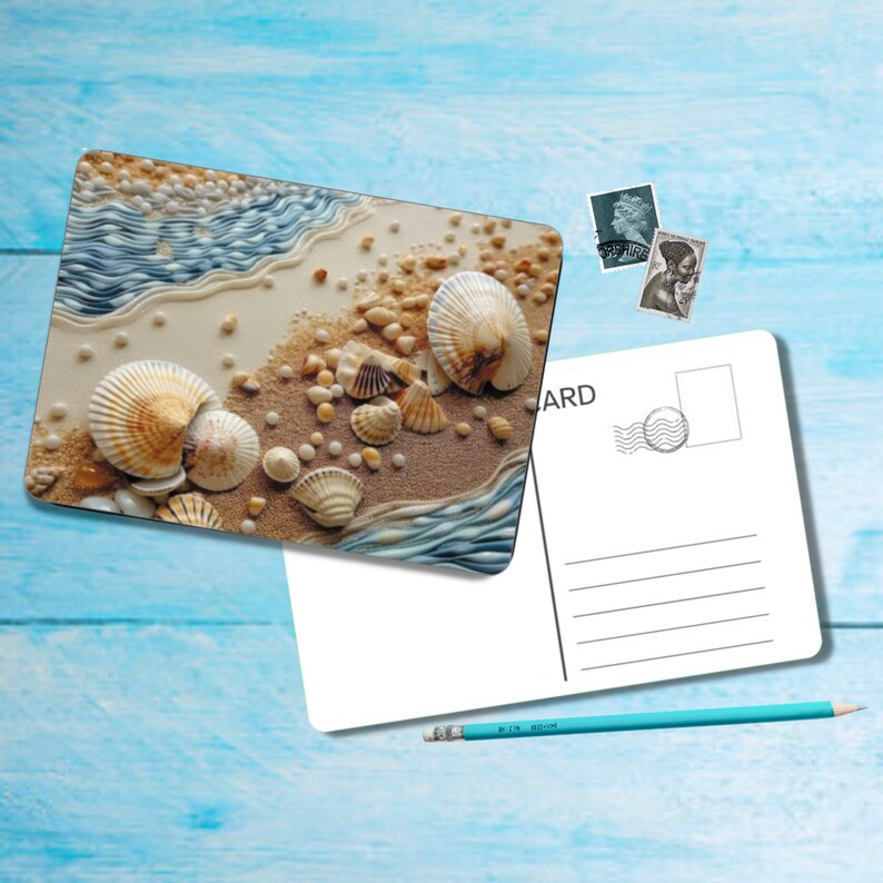 Shell Postcard SET of 5 Shells Postcard, A6 Size Postcard With Rounded Corners ...