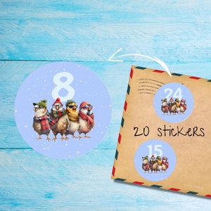 Lot d'autocollants de l'Avent numérotés Trop cool pour l'hiver, étiquettes postales rondes mates heureuses coupées individuellement, fournitures pour correspondance pour décorer les enveloppes