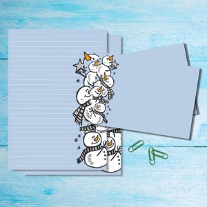 Juego de papelería para escribir cartas con divertidos muñecos de nieve, tamaño A5, bonitos suministros para amigos por correspondencia, kit para correo postal, hojas rayadas o sin rayar con sobres a juego