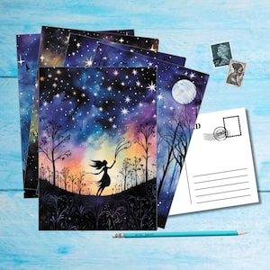 Juego de 5 postales Pixies, tamaño A6, postal bellamente ilustrada para cruzar el correo, postal con impresión artística para enmarcar