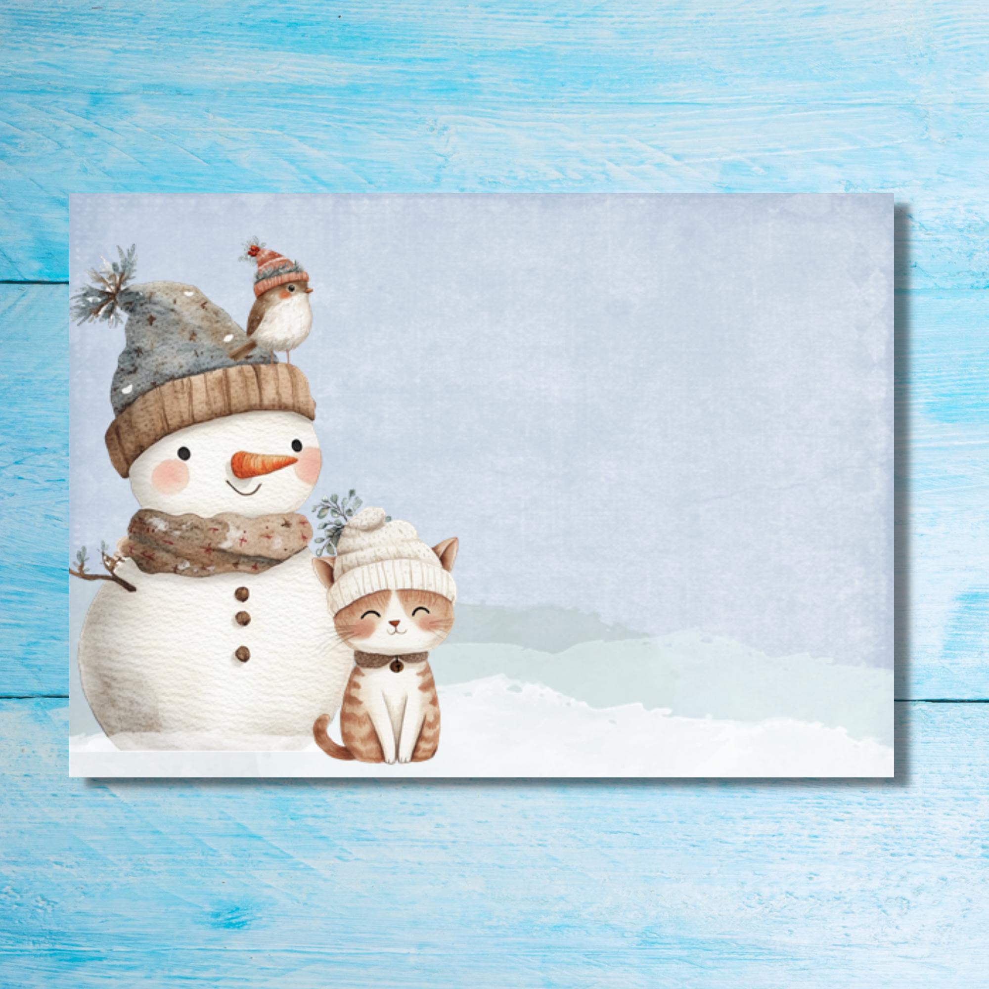 雪だるまと仲間たちの封筒 5 枚または 10 枚パック、ペンパル用品