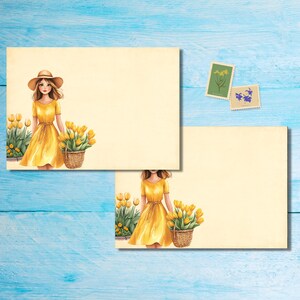 Paquete de 5 o 10 sobres con temática de tulipanes, sobres de correo para cartas de amigos por correspondencia, sobres de tamaño C6 con posibilidad de envío por correo.