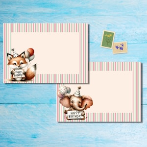 Buste Happy Birthday Animals confezione da 5 o 10, buste Happy Mail per lettere di amici di penna, buste postali formato C6