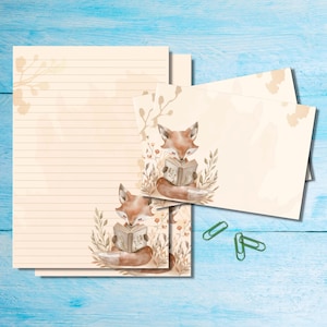 A Sly Tale stationery set, A5 letter writing paper with matching envelopes, Snail mail pen pal supplies kit, Lined / unlined sheets