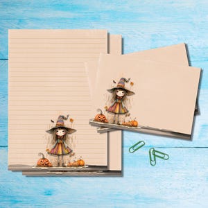 Quirky Witch stationery set, A5 letter writing paper with matching envelopes, Snail mail pen pal supplies kit, Lined / unlined sheets