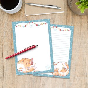 Carta da lettere A5 a forma di gatto di Natale, graziosi fogli di carta da lettere natalizia a righe o senza righe, articoli per amici di penna, riempitivo per calze della Befana