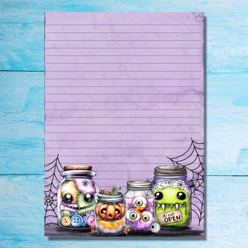 Scary Jars Writing Paper, Halloween Cute A5 Pen Pal Supplies, Single ...