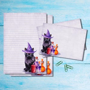 Set di cancelleria Magic Cat, carta da lettere A5 con buste abbinate, graziosi articoli per amici di penna, kit per posta ordinaria, fogli a righe/non a righe