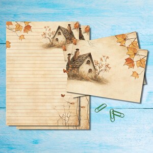 Juego de papelería de estilo rural, papel para cartas tamaño A5 con sobres a juego, kit de suministros para correo postal, hojas rayadas o sin rayar.