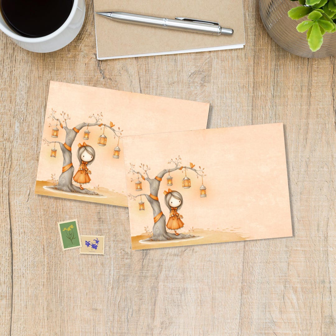 Lantern Tree Envelopes Pack of 5 or 10, Happy Mail Autumn Envelopes for ...