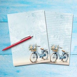 Papel para escribir cartas tamaño A5 de Blue Bicycle, suministros para amigos por correspondencia, hojas de cartas rayadas o sin rayar, lindo papel de notas con o sin líneas
