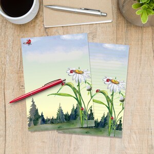 Papier listowy Ladybird Meadow A5, artykuły piśmiennicze Penpal w linie lub bez, ładny papier listowy w linie lub bez