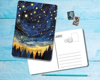 Carte postale Night Sky (n° 3), carte postale au format A6 avec coins arrondis, belle carte postale illustrée post-traversée 14,8 cm x 10,5 cm