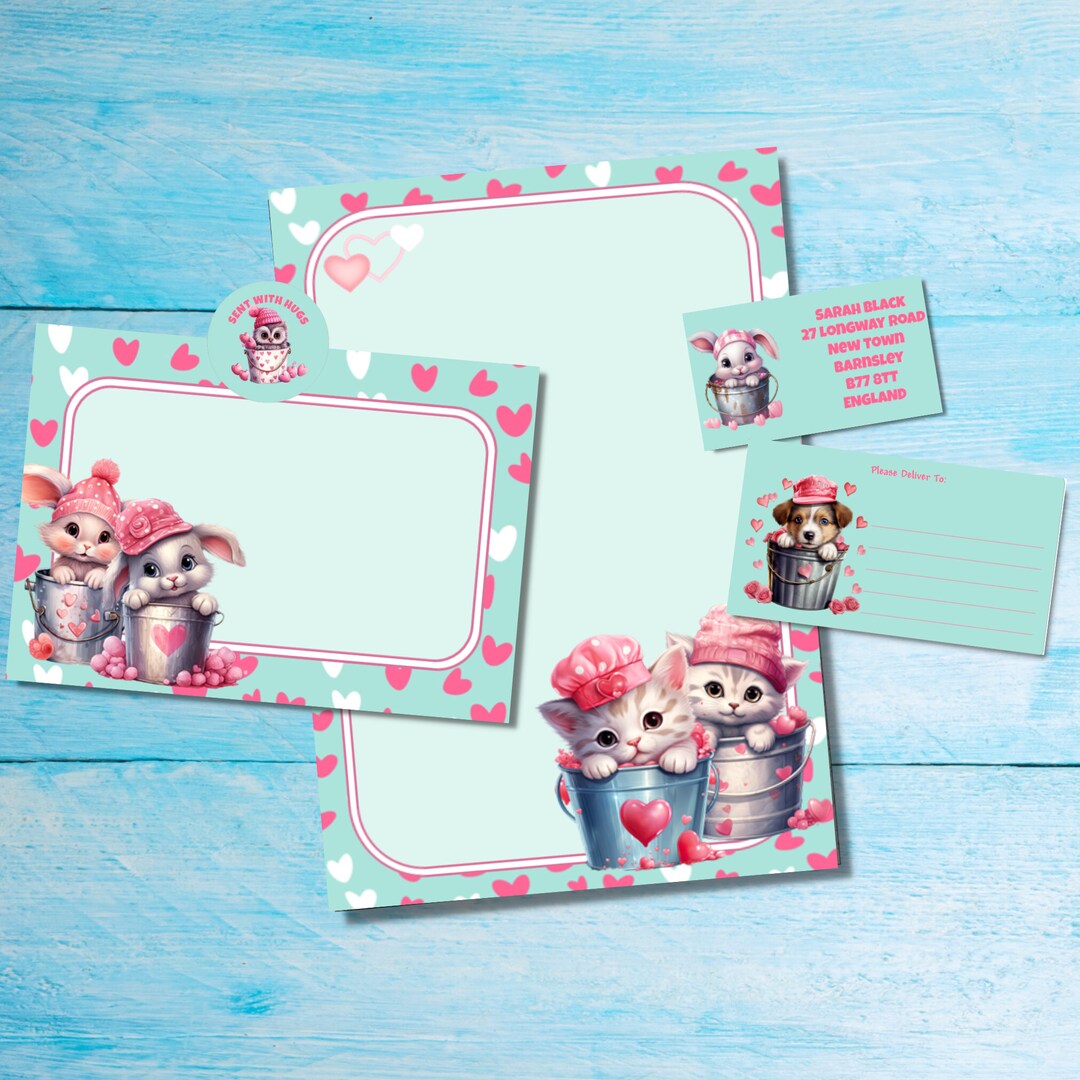 Buckets of Love Matching Penpal / Snail Mail Letter Kit, A5 Writing ...