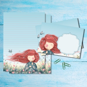 Set di cancelleria Meadow Breeze formato A5 con buste abbinate, graziosi articoli per amici di penna, kit per posta ordinaria, fogli a righe o non a righe.