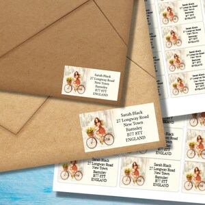 Etichette per indirizzo di ritorno "Biking in Italy", 24 o 40 etichette autoadesive per foglio, adesivi rettangolari "Pen pal" per buste di posta allegra