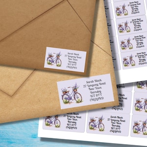 Lavendel Fahrrad Rücksende-Adressaufkleber, 24 oder 40 selbstklebende Etiketten pro Bogen, rechteckige Aufkleber für Happy Mail-Umschläge