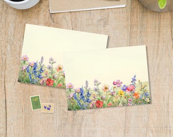Through the Wildflowers envelopes pack of 5 or 10, Happy mail envelopes for pen pals letters, C6 size postable decorated envelopes