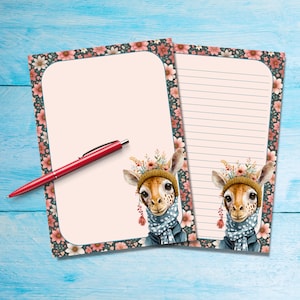 Bloemengiraf A5-briefpapier, benodigdheden voor penvrienden, briefpapier, ongevoerde briefvellen, schrijfpapier zonder lijnen, schattig briefpapier