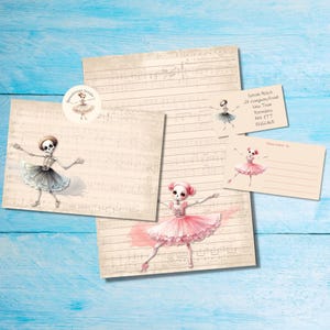 Spooky Dancers, kit di lettere per corrispondenza con amici di penna/posta ordinaria, carta da lettere A5, buste, etichette per indirizzi, etichette PDT, adesivi rotondi per posta allegra
