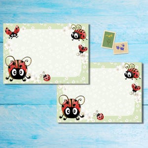 Paquete de 5 o 10 sobres con forma de mariquita, sobres Happy Mail para cartas a amigos por correspondencia, sobres con envío postal tamaño C6