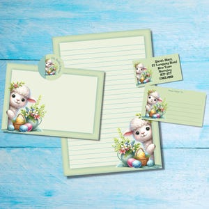 Kit de cartas a juego para amigos por correspondencia Oh Hello Easter, papel de carta A5, sobres, etiquetas de dirección, etiquetas PDT y pegatinas redondas de Happy Mail