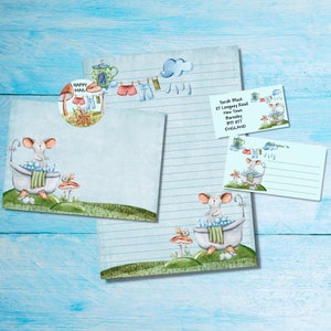 Kit de cartas para amigos por correspondencia a juego de Wash Day, papel de escribir A5, sobres, etiquetas de dirección, etiquetas PDT y pegatinas redondas de Happy Mail
