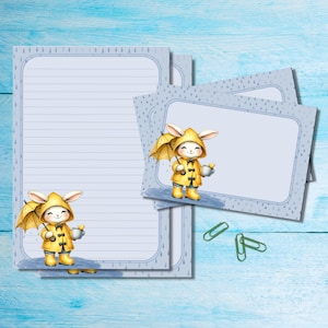 Juego de papelería para escribir cartas Puddles A5, bonitos suministros para amigos por correspondencia, hojas de kit Snailmail con sobres y pegatinas a juego