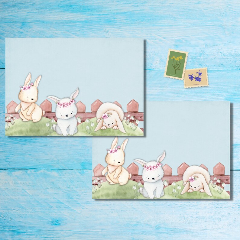 A5 Rabbit Rabbits Garden A5 Letter Writing Stationery Set With Matching Envelopes ...