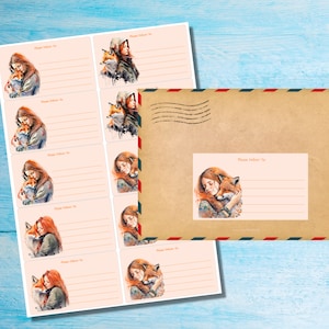 May include: A set of 8 printable gift tags featuring a watercolour illustration of a woman holding a fox. The tags are peach coloured with the text "Please Deliver To:" at the top. The tags are perfect for adding a personal touch to gifts.